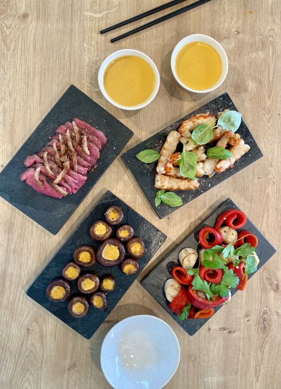 "Tapas-Style" mit Garnelen 
und Jakobsmuscheln