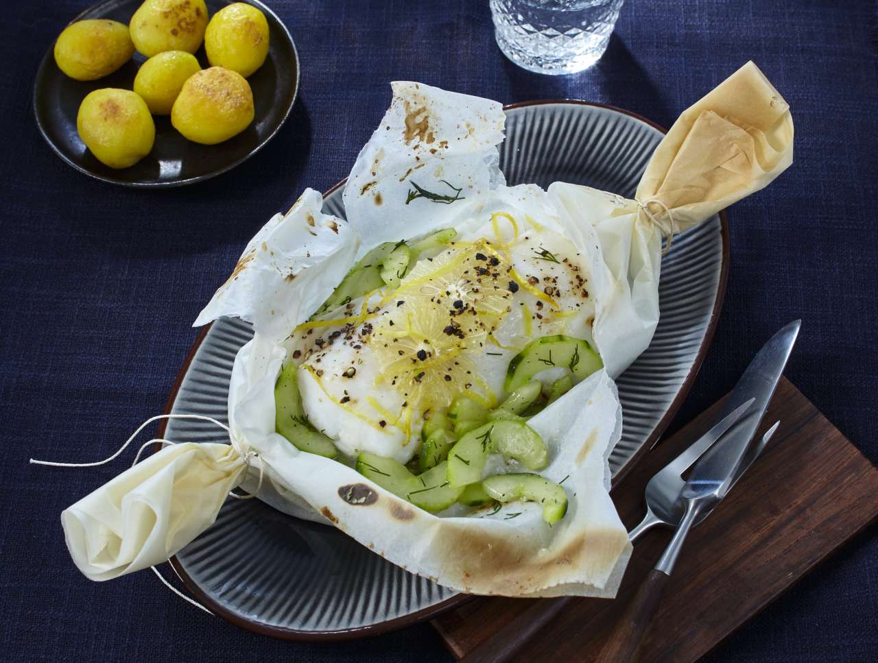 Rezept: Kabeljau auf Dillgurken im Pergament Rezept: Kabeljau auf Dillgurken im Pergament