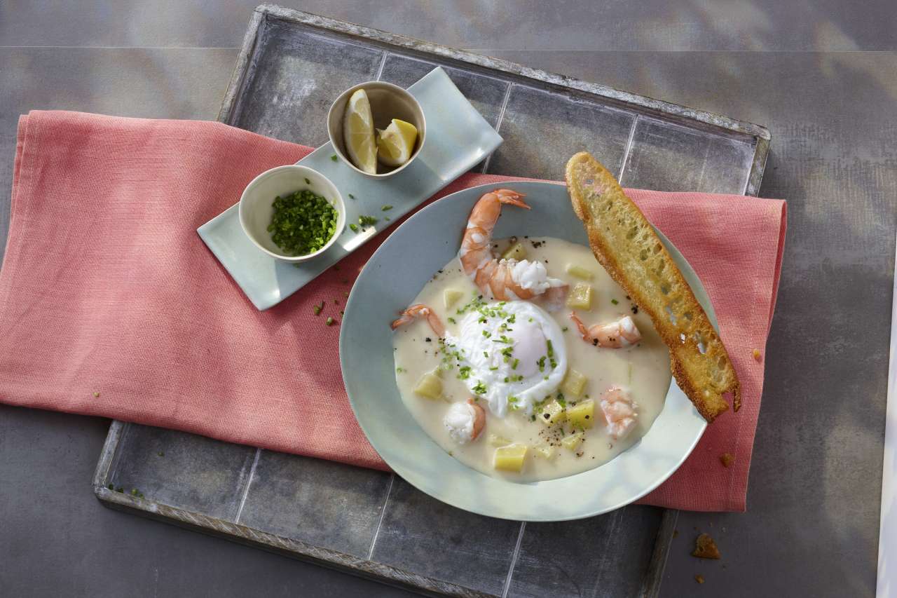 Chowder mit Garnelen