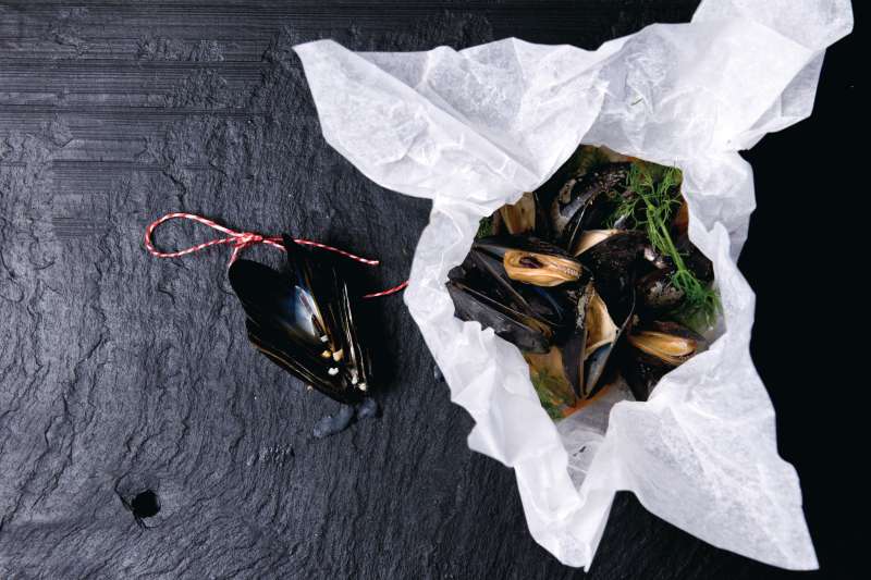 Miesmuscheln im Pergament Miesmuscheln im Pergament