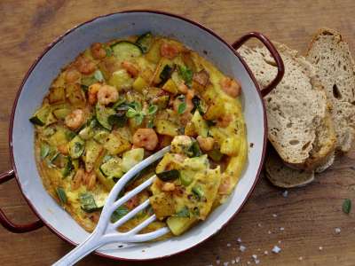 Frittata mit Gemüse & Garnelen