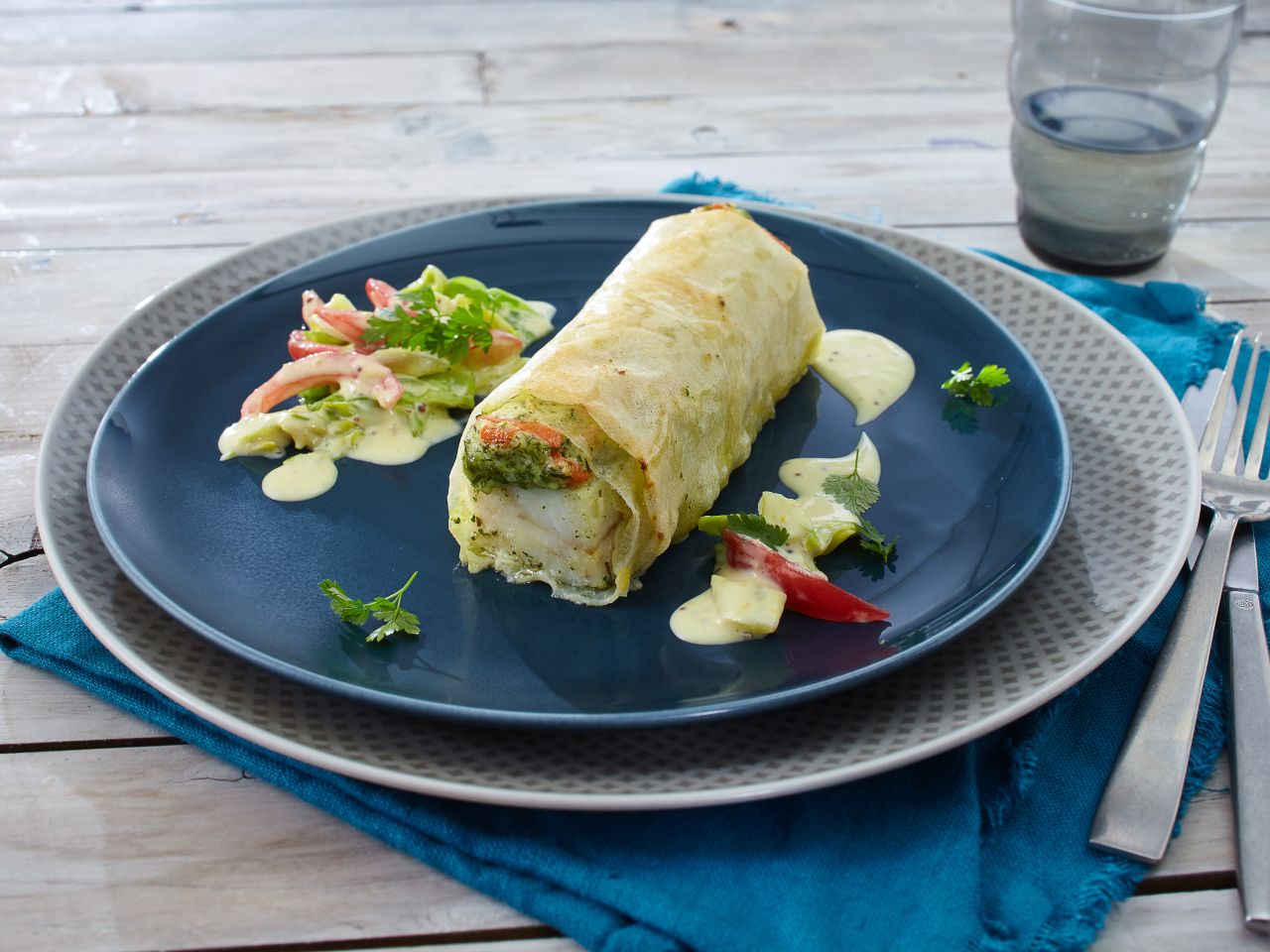 Kabeljau-Gartenkräuter im Brickteig Kabeljau-Gartenkräuter im Brickteig