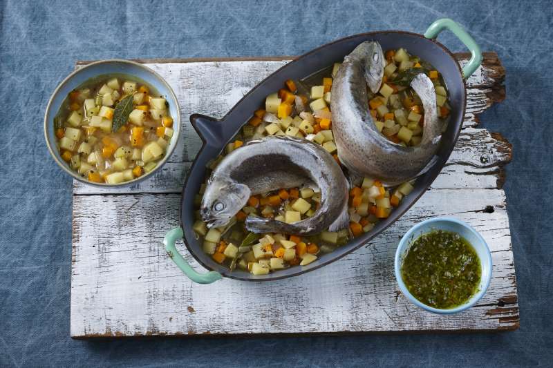 Forelle blau mit Schalotten-Vinaigrette