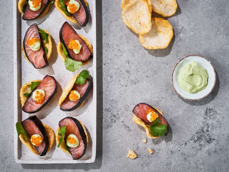 Räucherlachs Häppchen mit Wasabicreme
