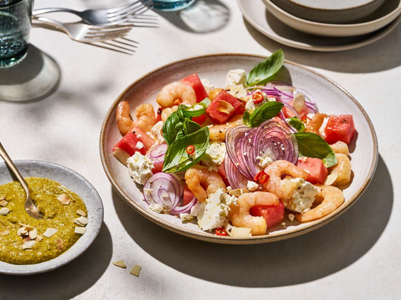 Rezept: Melonen-Feta-Salat mit Rauchgarnelen Rezept: Melonen-Feta-Salat mit Rauchgarnelen