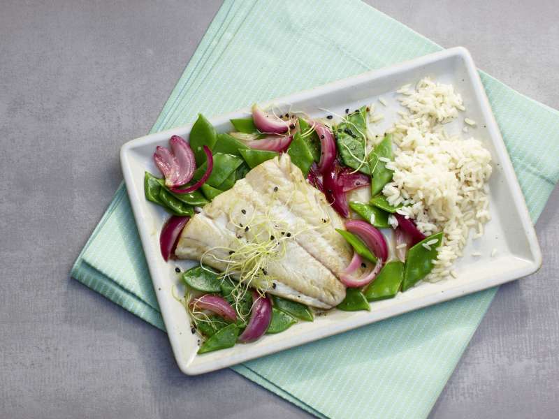 Seelachsfilets mit Zuckerschoten