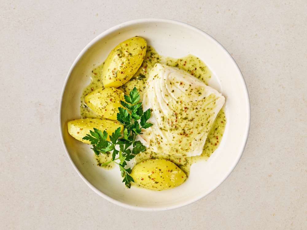 Kabeljaufilet in Senfsauce