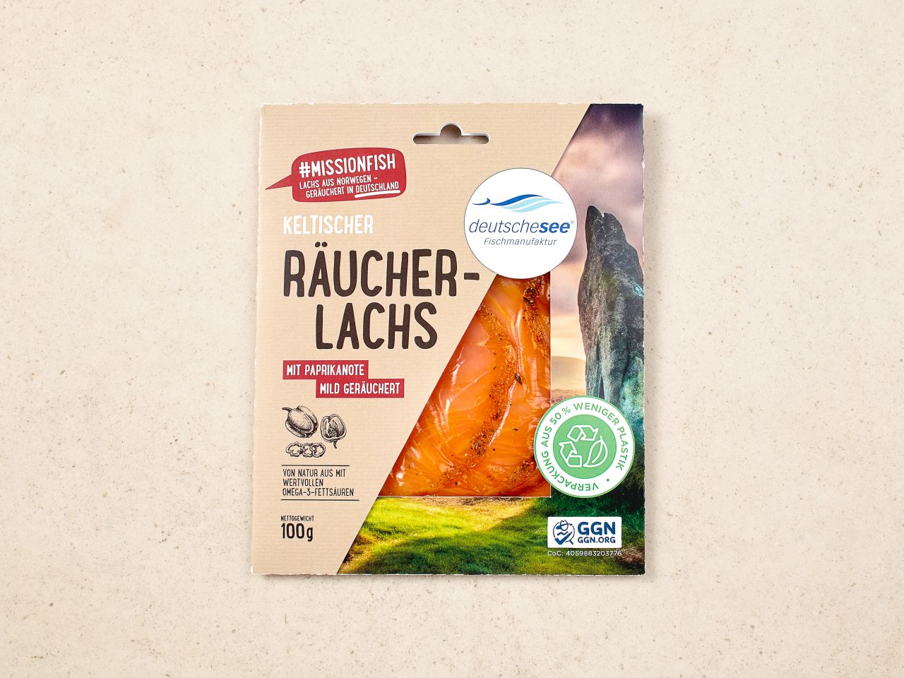 »Keltischer Räucherlachs« · Mit Paprikanote · 100g