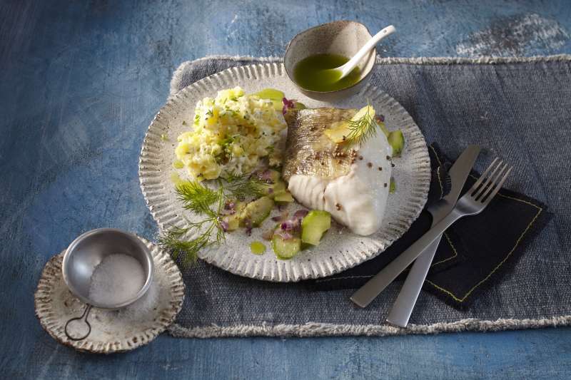 Island-Kabeljau in Dillöl confiert Island-Kabeljau in Dillöl confiert