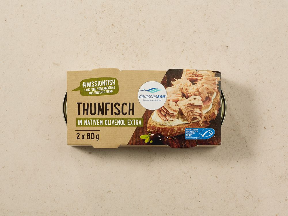 Deutsche See »Thunfisch in Nativem Olivenöl Extra« · 2x 80g Deutsche See »Thunfisch in Nativem Olivenöl Extra« · 2x 80g
